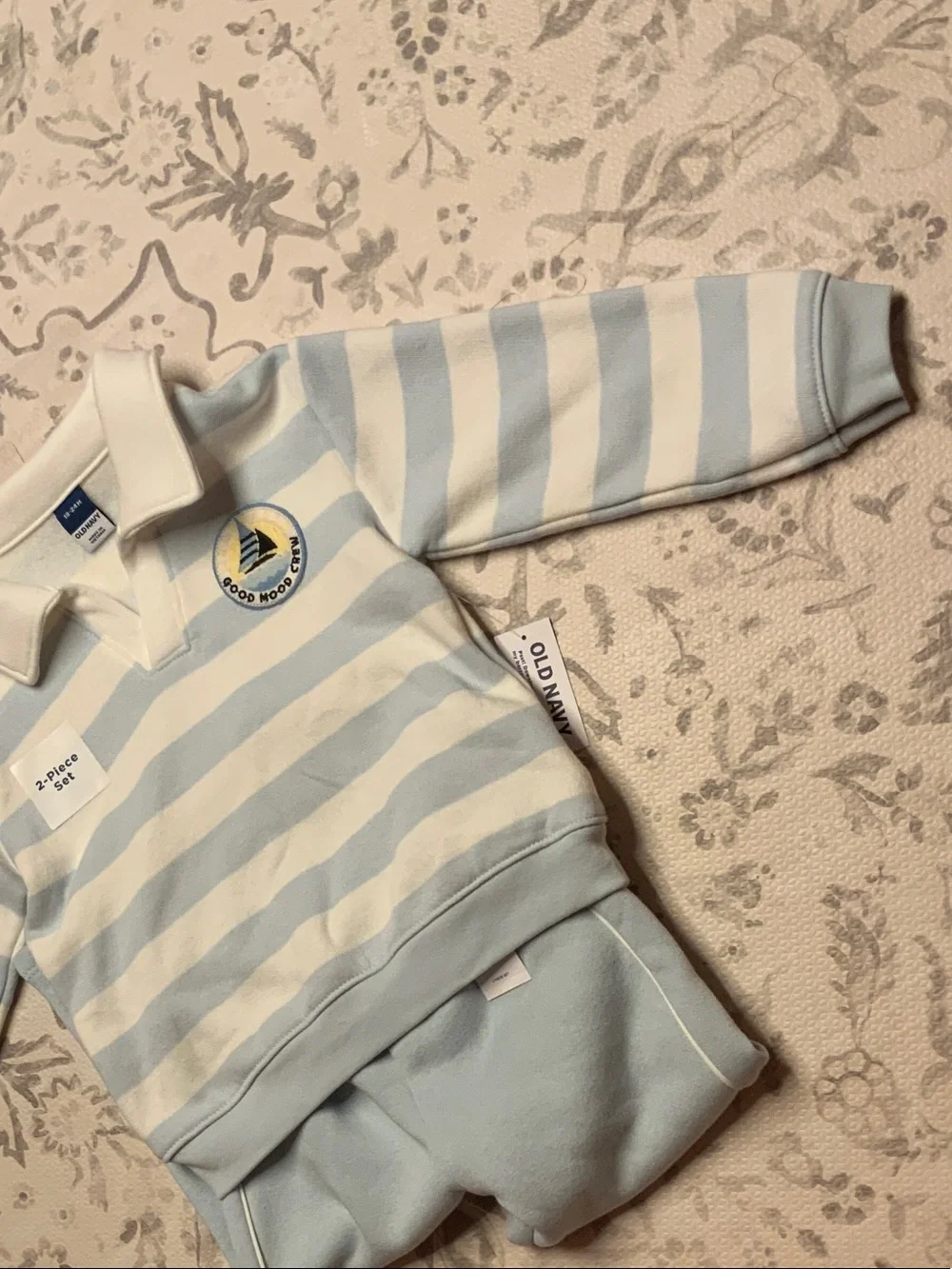 Old Navy Baby Blue and White Striped 2-Piece Matching Set